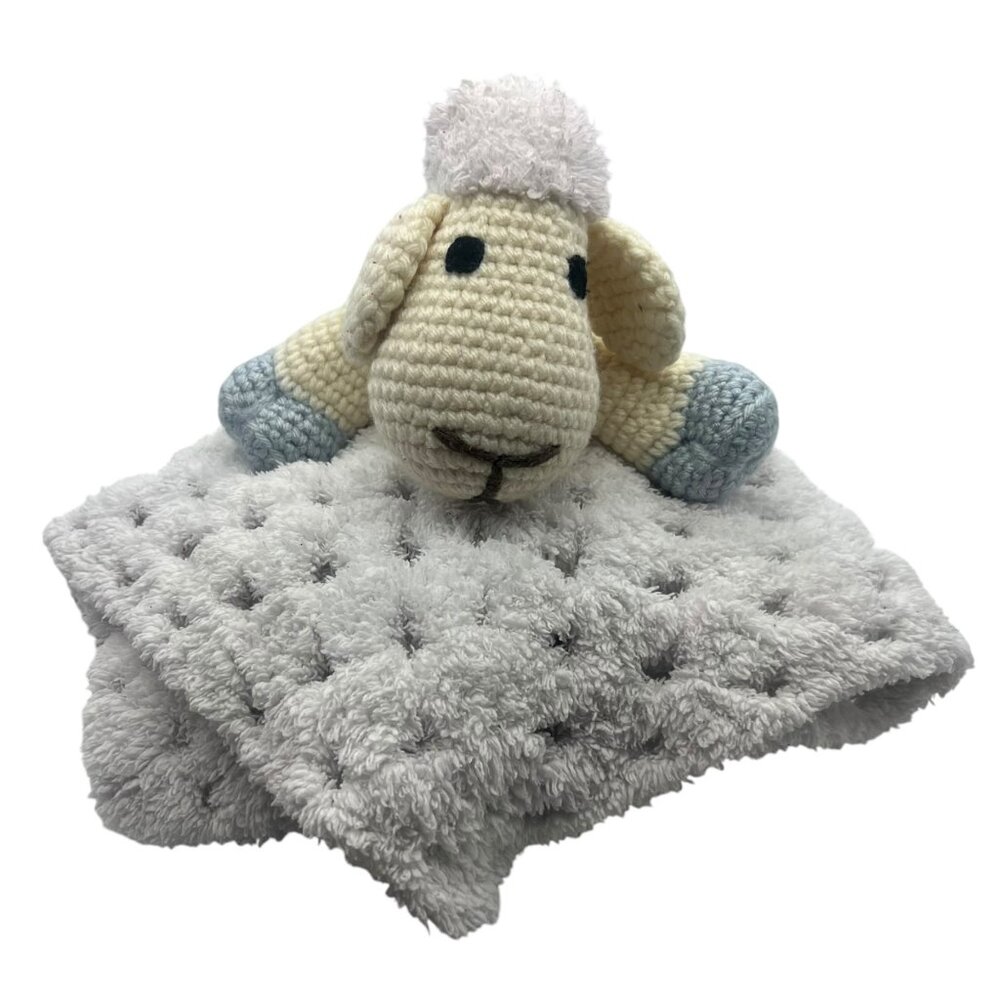 Chloe the Sheep Lamb Plush Lovey Security Blanket Crochet Soft 16"x16"